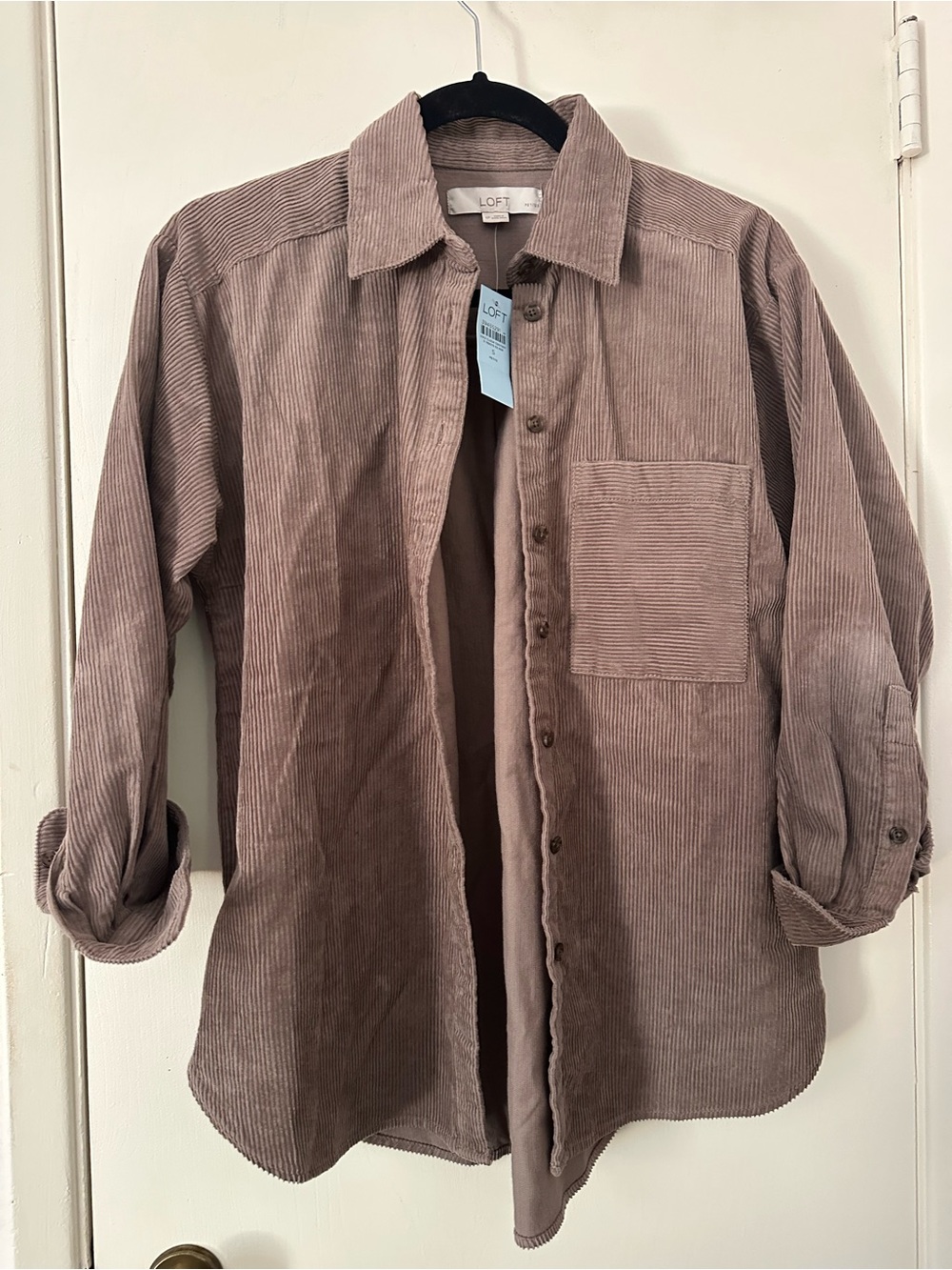 LOFT Brown Corduroy Button-Up Shirt